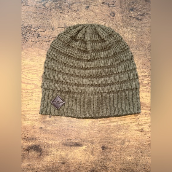 Cole Haan Other - Cole Haan Olive Ribbed Knit Beanie